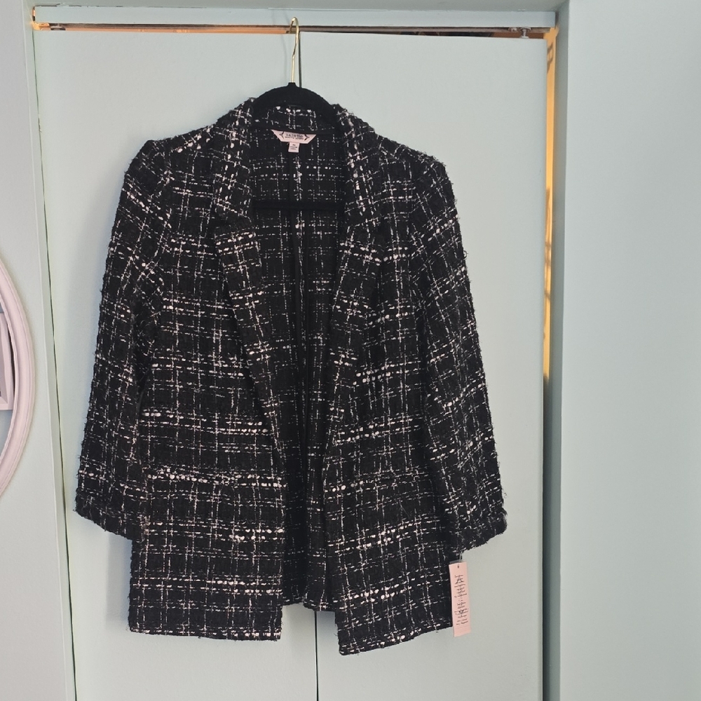 Nanette Lepore Black and White Plaid Blazer
